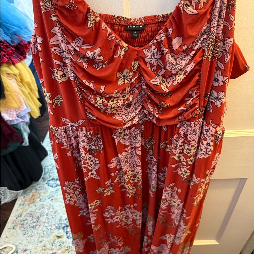 Torrid Red and Pink Floral Dress